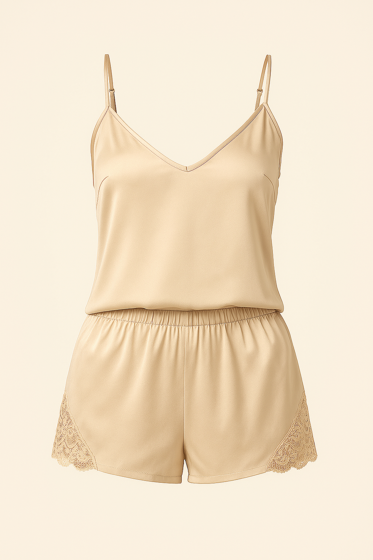 Satin Look Pyjama Set with Lace – Comfortable and Soft - Yuri set