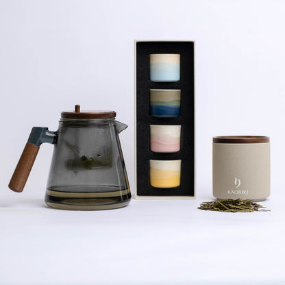 The Tea Moment – Ceramic, green tea gift set - 150gr Longjin tea