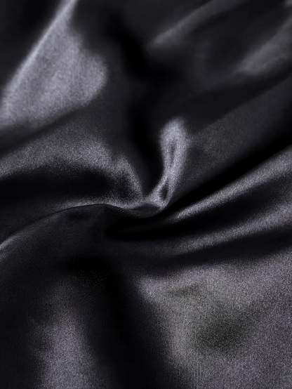 Black Satin Pyjama Set – Short &amp; Comfortable - Yoru set